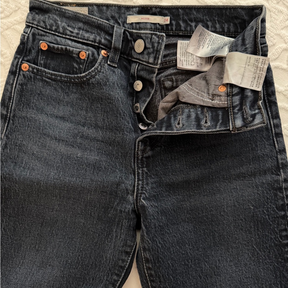 Levi's Washed Black Button-Fly High-Rise Jeans
